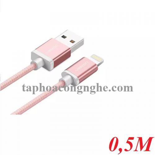 Ugreen 40697 0.5M màu Hồng Cáp Lightning sạc + truyền dữ liệu cho iPhone US199 30040697